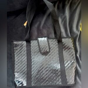 🆕 Black Straw Medium-Sized Tote Bag Made in Italy 🇮🇹